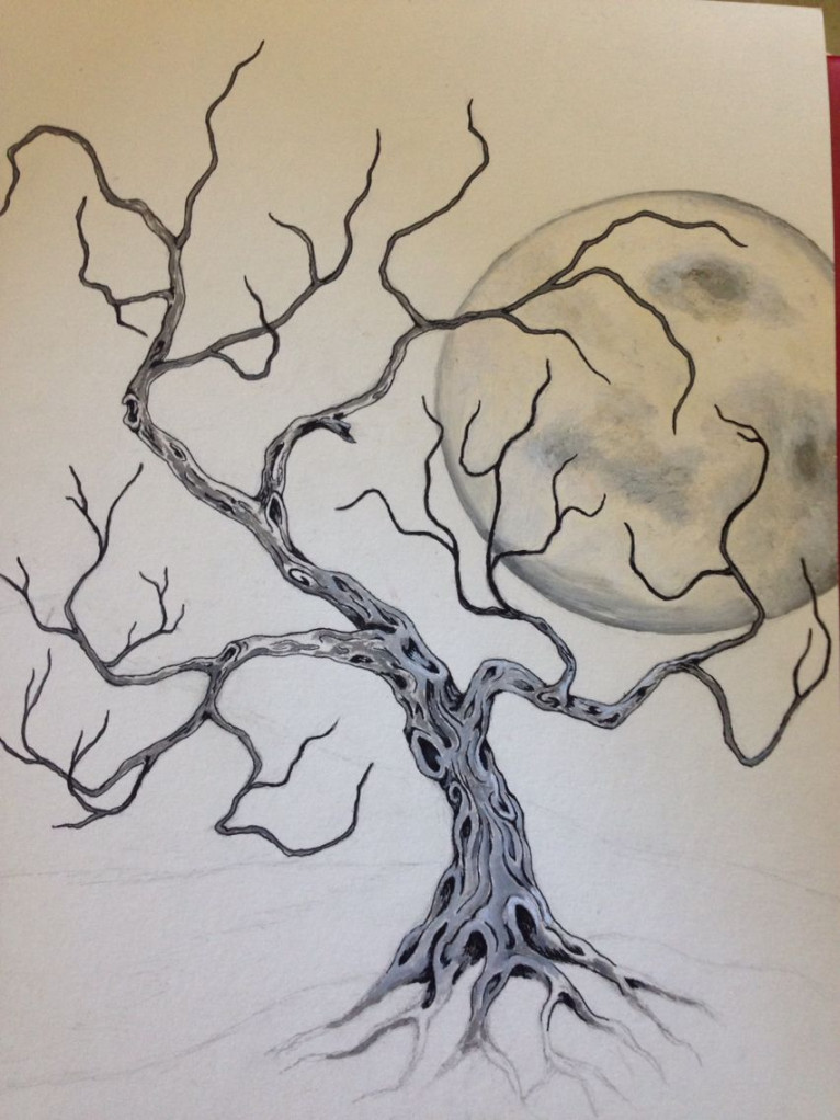 Spooky tree (unfinished)  Tree sketches, Drawings, Tree drawing