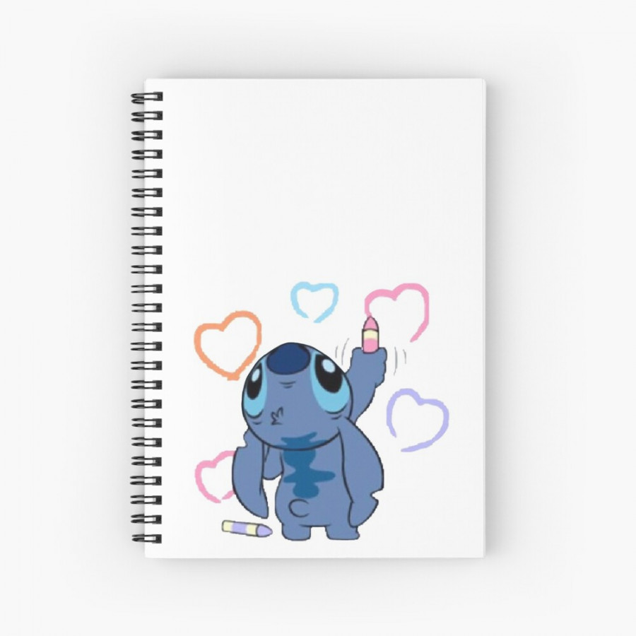 Stitch drawing hearts  Spiral Notebook