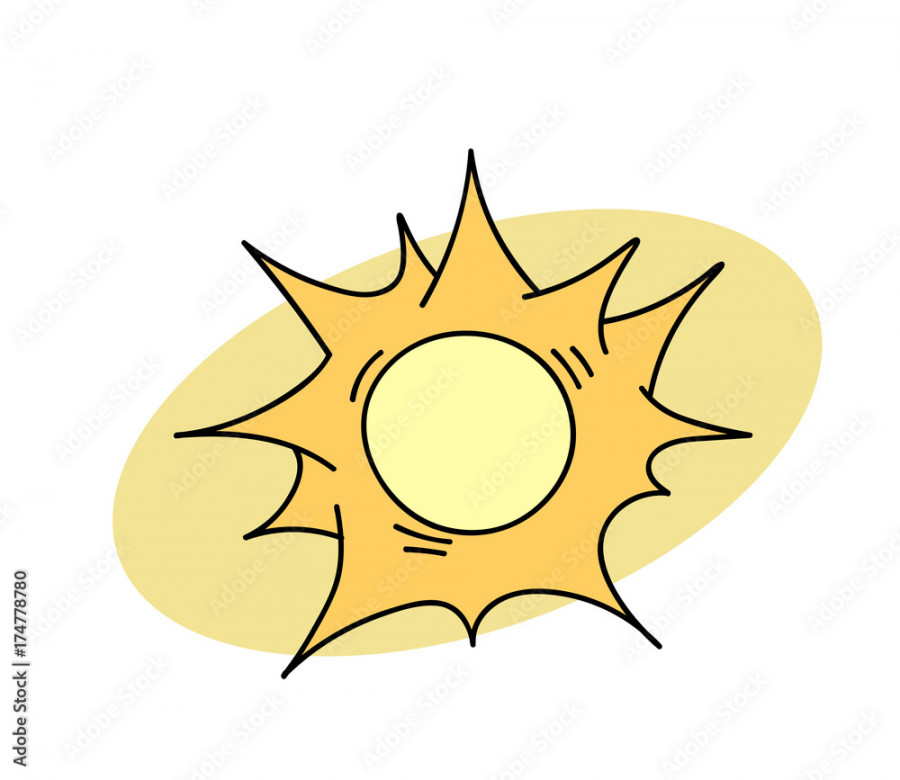 Sun cartoon hand drawn image