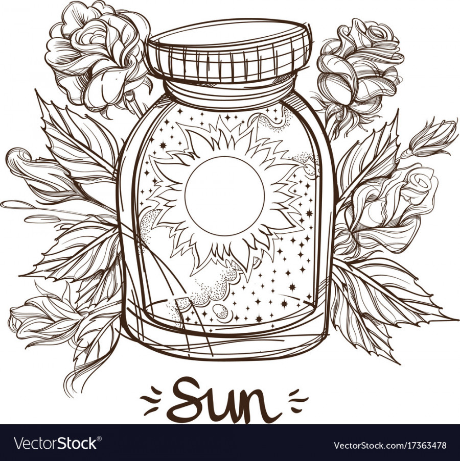 Sun in a glass jar the planet of solar system Vector Image