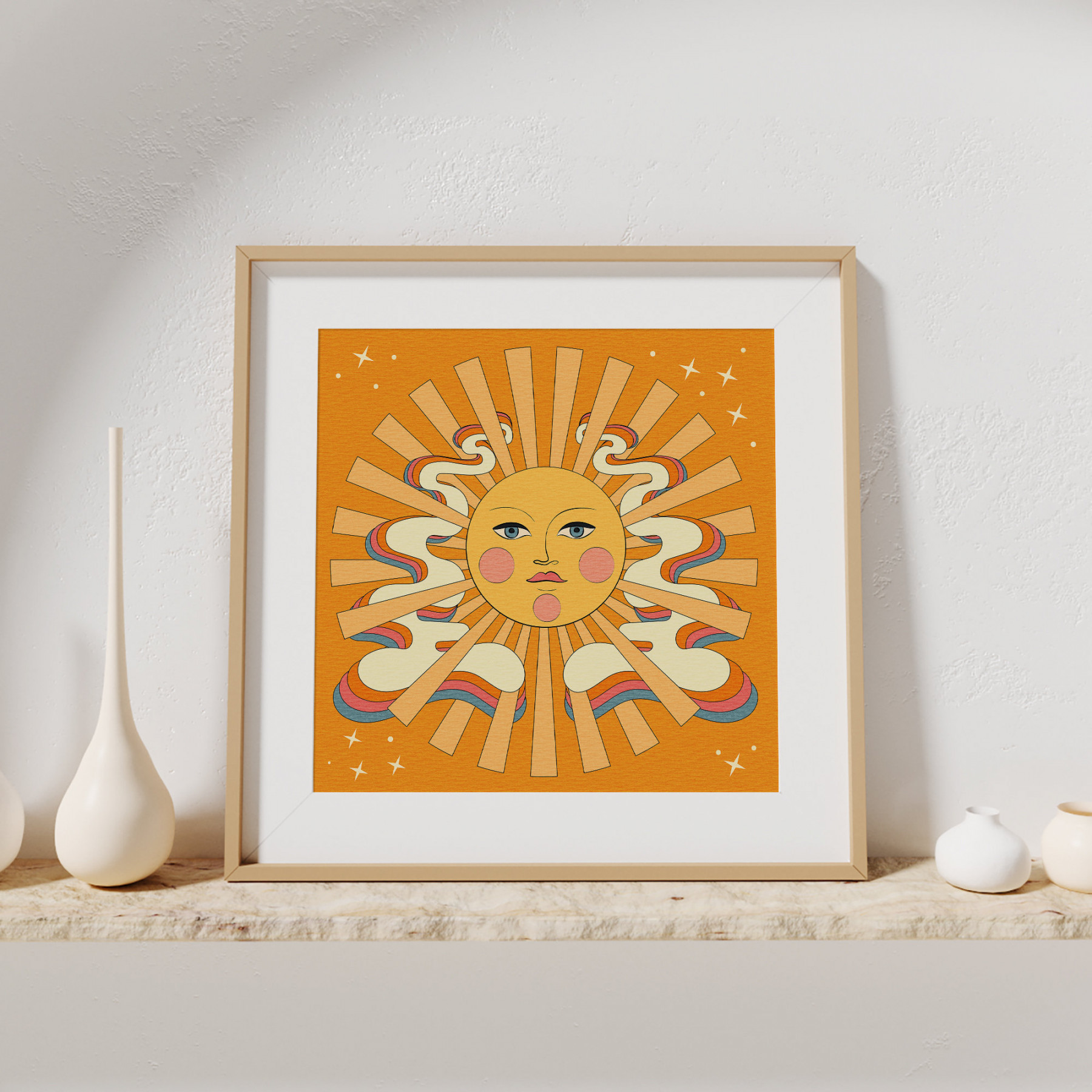 Sun Wall Art, s Wall Art, s Poster, Vintage Poster, Psychedelic Wall  Art, Bohemian Art Print, Boho Wall Art, s art print, s Art