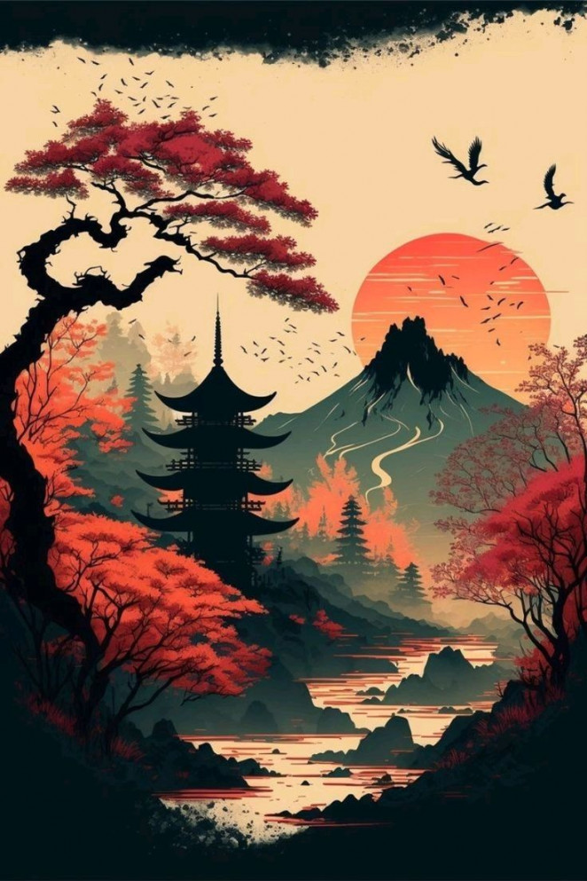 🌅sunset in   Japanese art prints, Japanese art, Cool