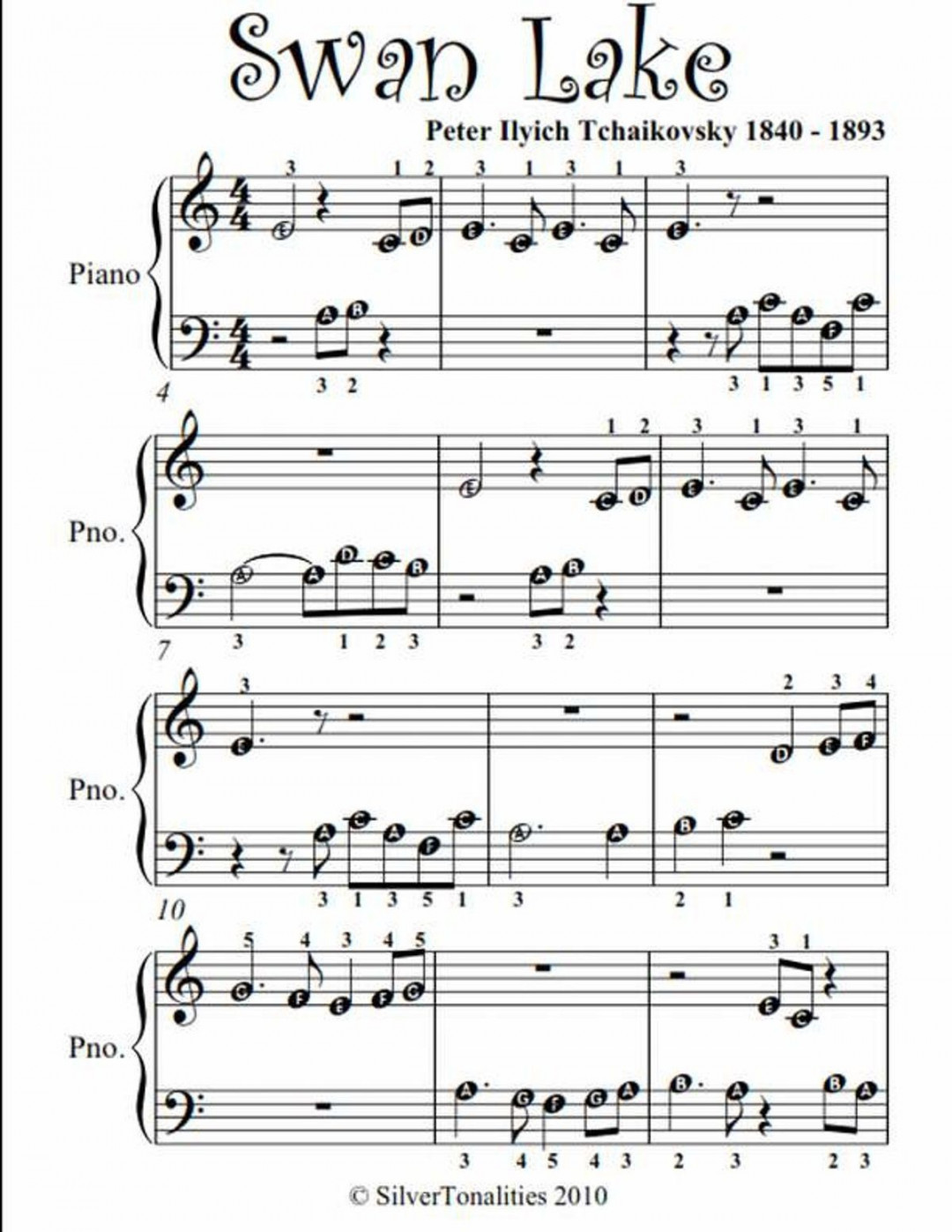 Swan lake  Piano sheet music, Piano sheet music letters