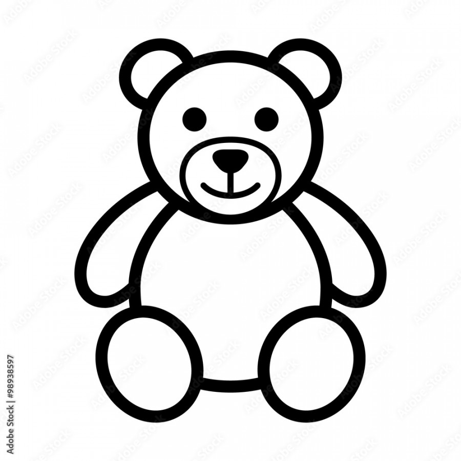 Teddy bear plush toy line art icon for apps and websites Stock