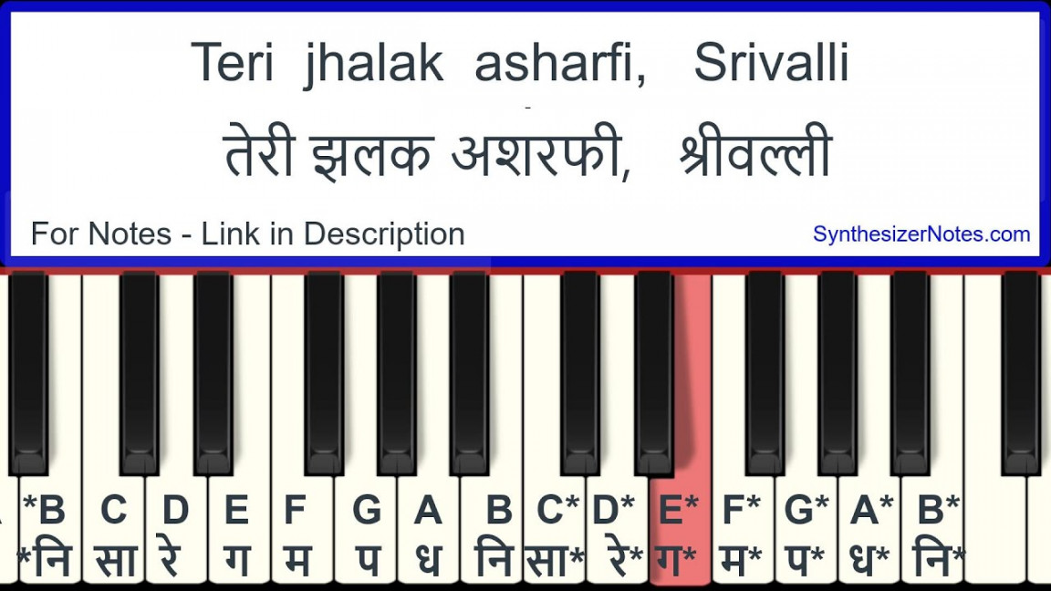 Teri Jhalak Asharfi Srivalli - Piano Tutorial - Slow