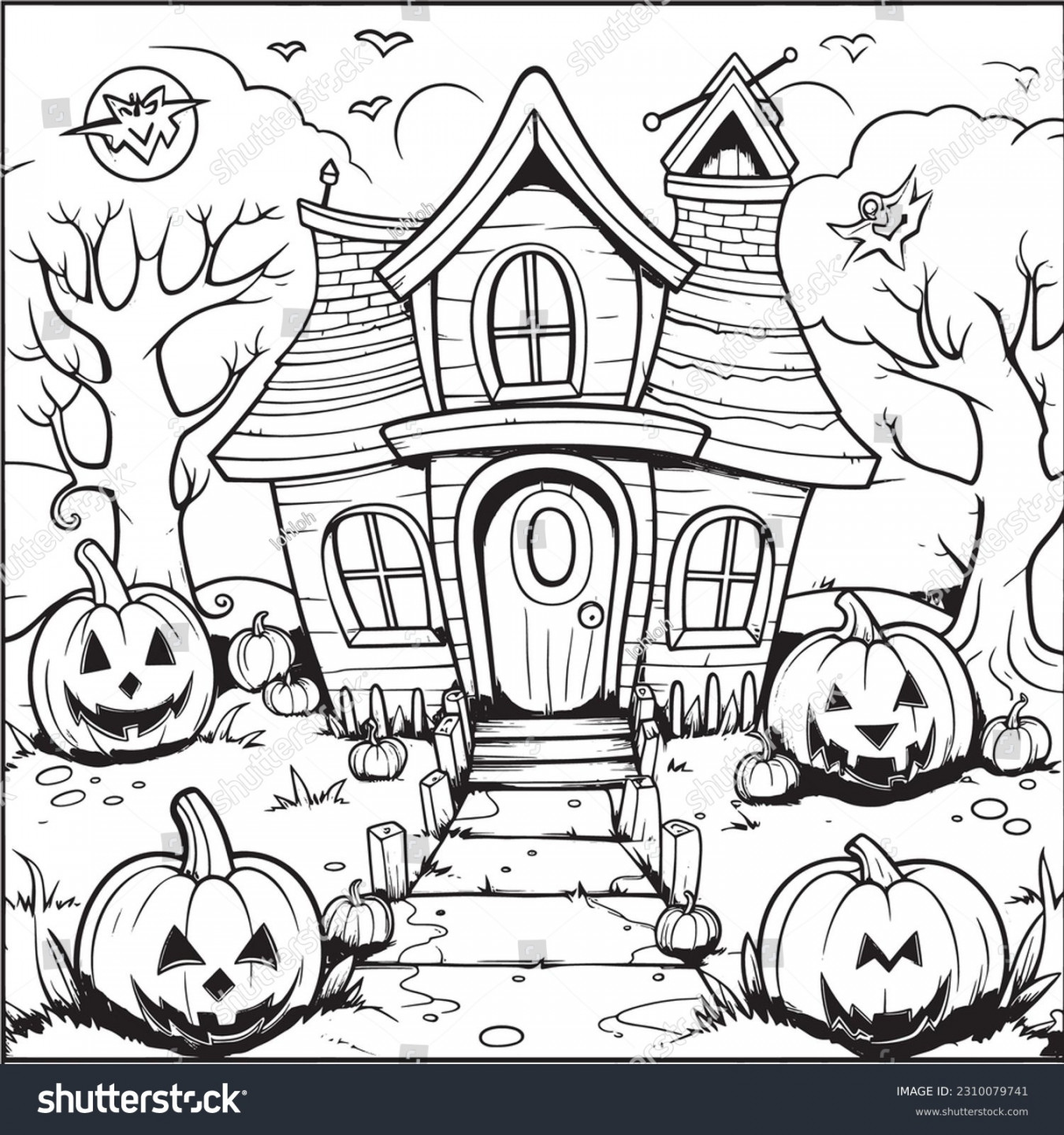 + Thousand Cute Halloween Black White Line Drawings Royalty-Free