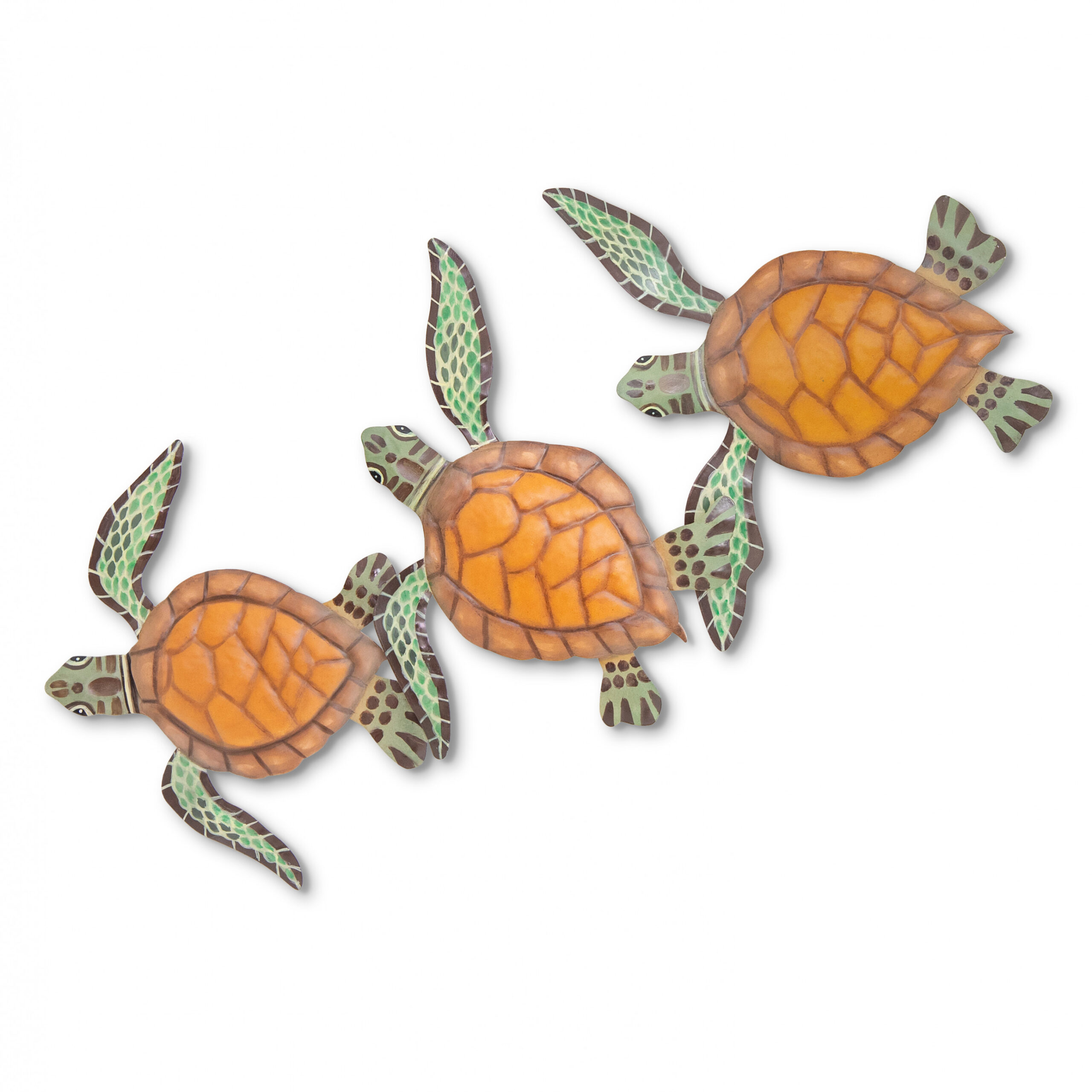 Three Baby Sea Turtles Metal Wall Art OS