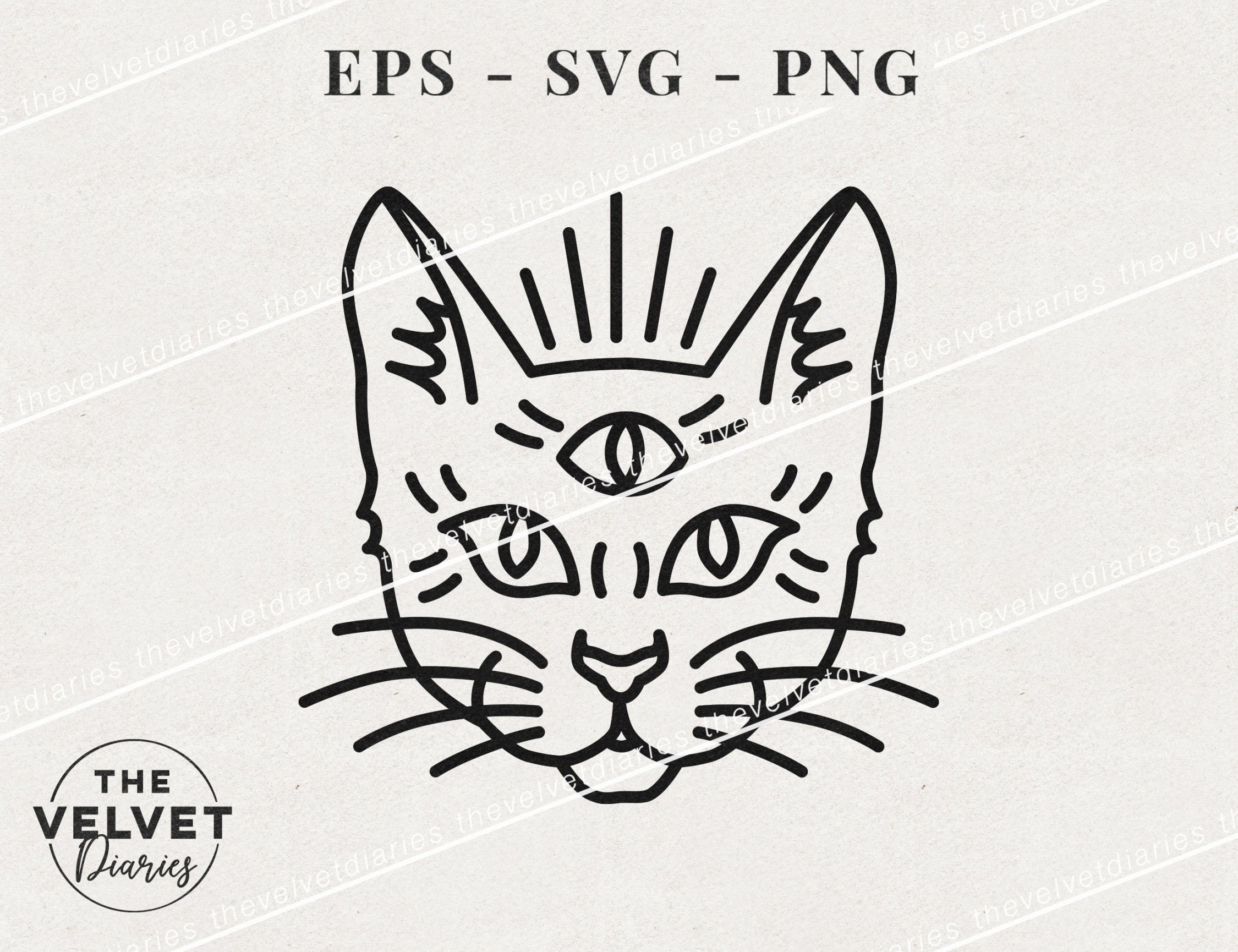 Three Eyed Cat Celestial Stars Lunar Drawing Vector Svg Eps Png