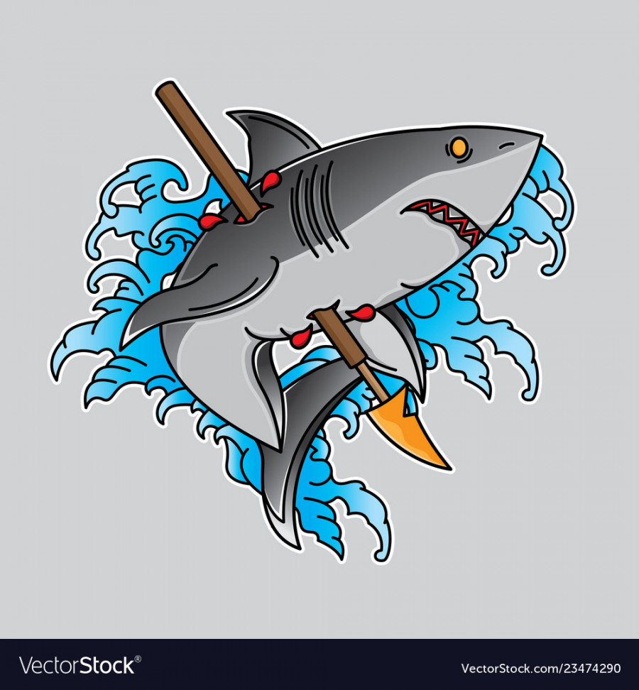 Traditional old school shark tattoo Royalty Free Vector