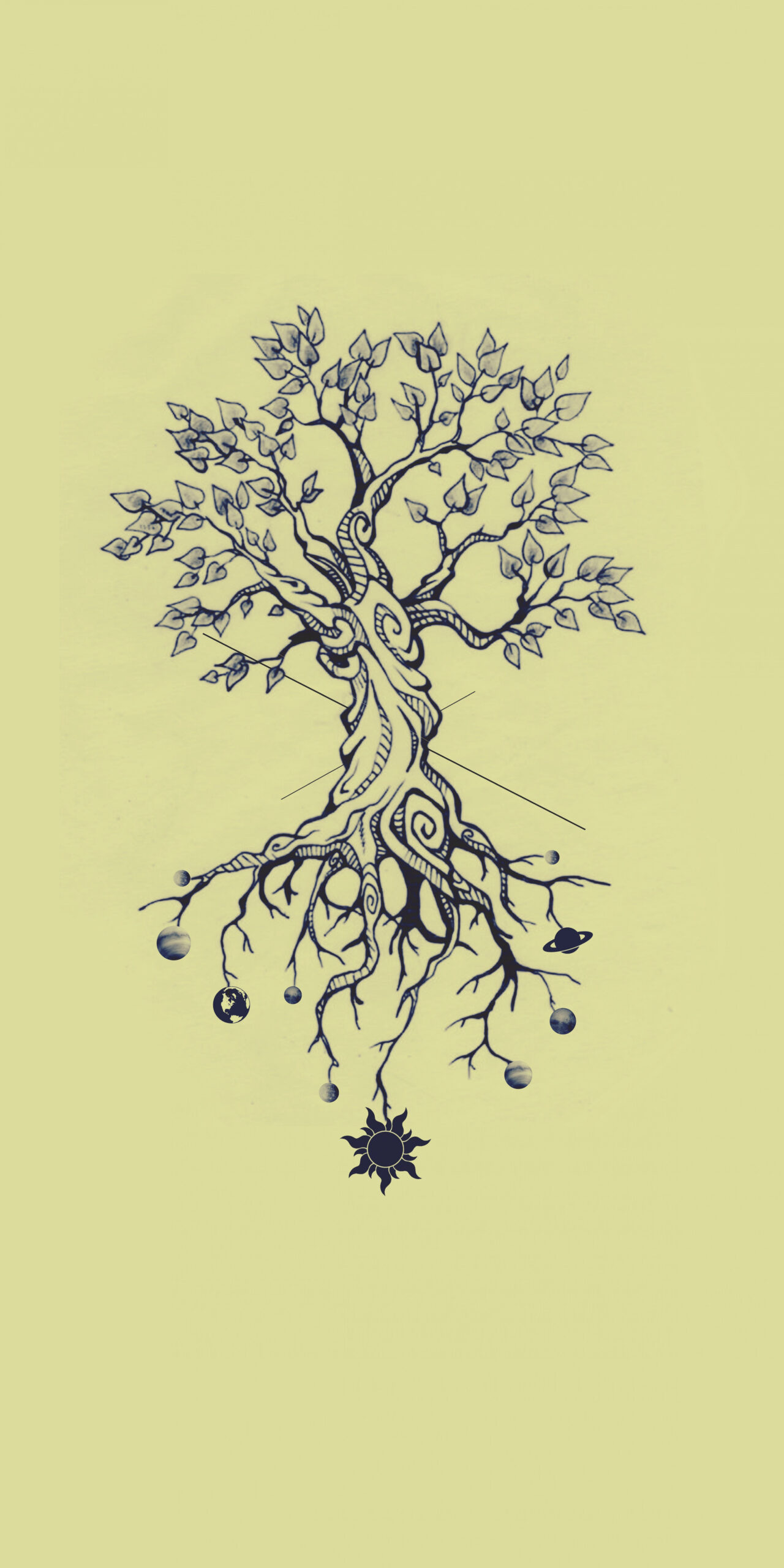 Tree holding planets tattoo sketch  Tree tattoo designs, Tree