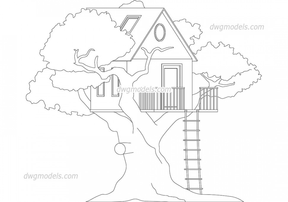 Treehouse block AutoCAD download, free CAD drawing