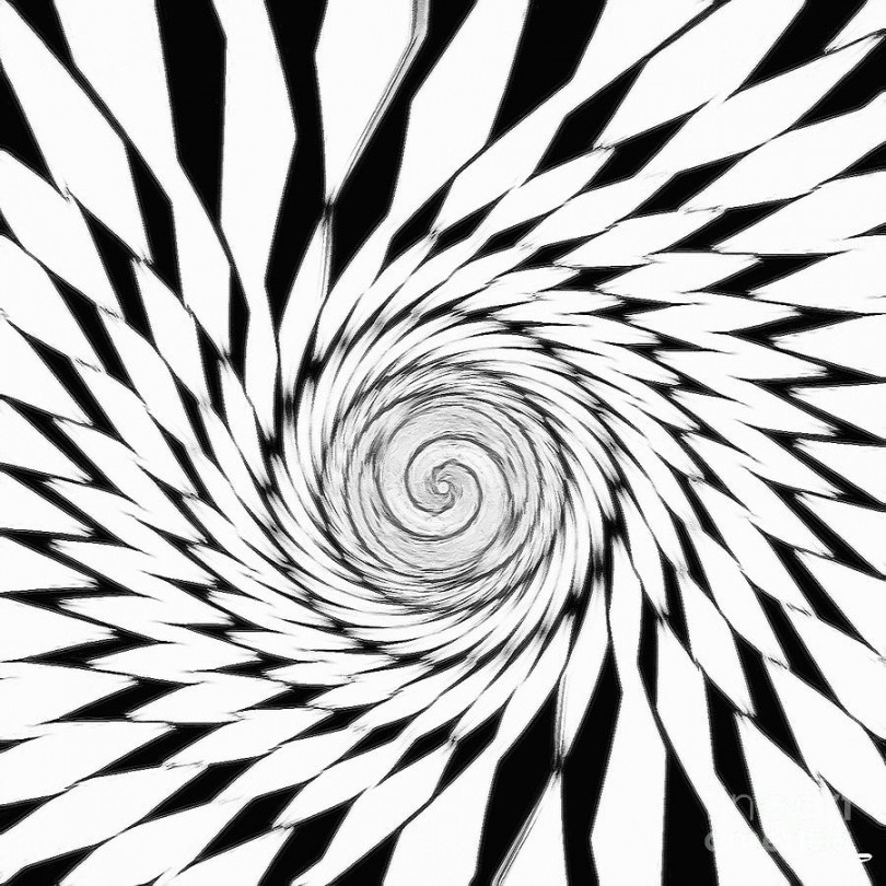 Trippy Art Black and White Spiral by Douglas Brown
