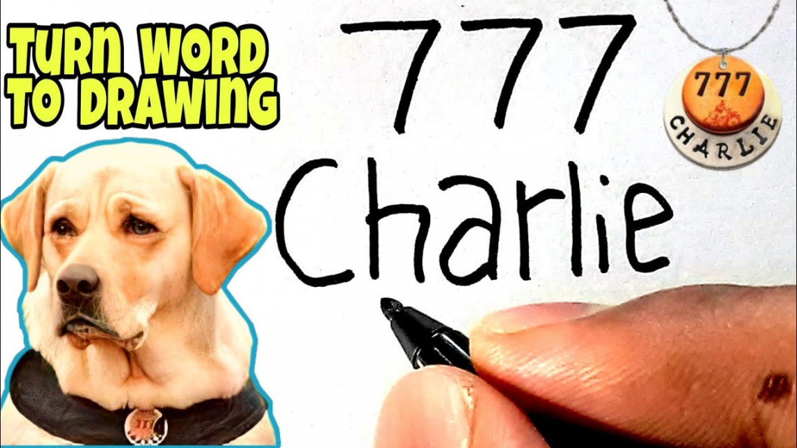 Turn Words  CHARLIE into Charlie Dog Drawing