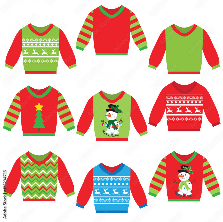 Ugly christmas sweater vector cartoon illustration Stock