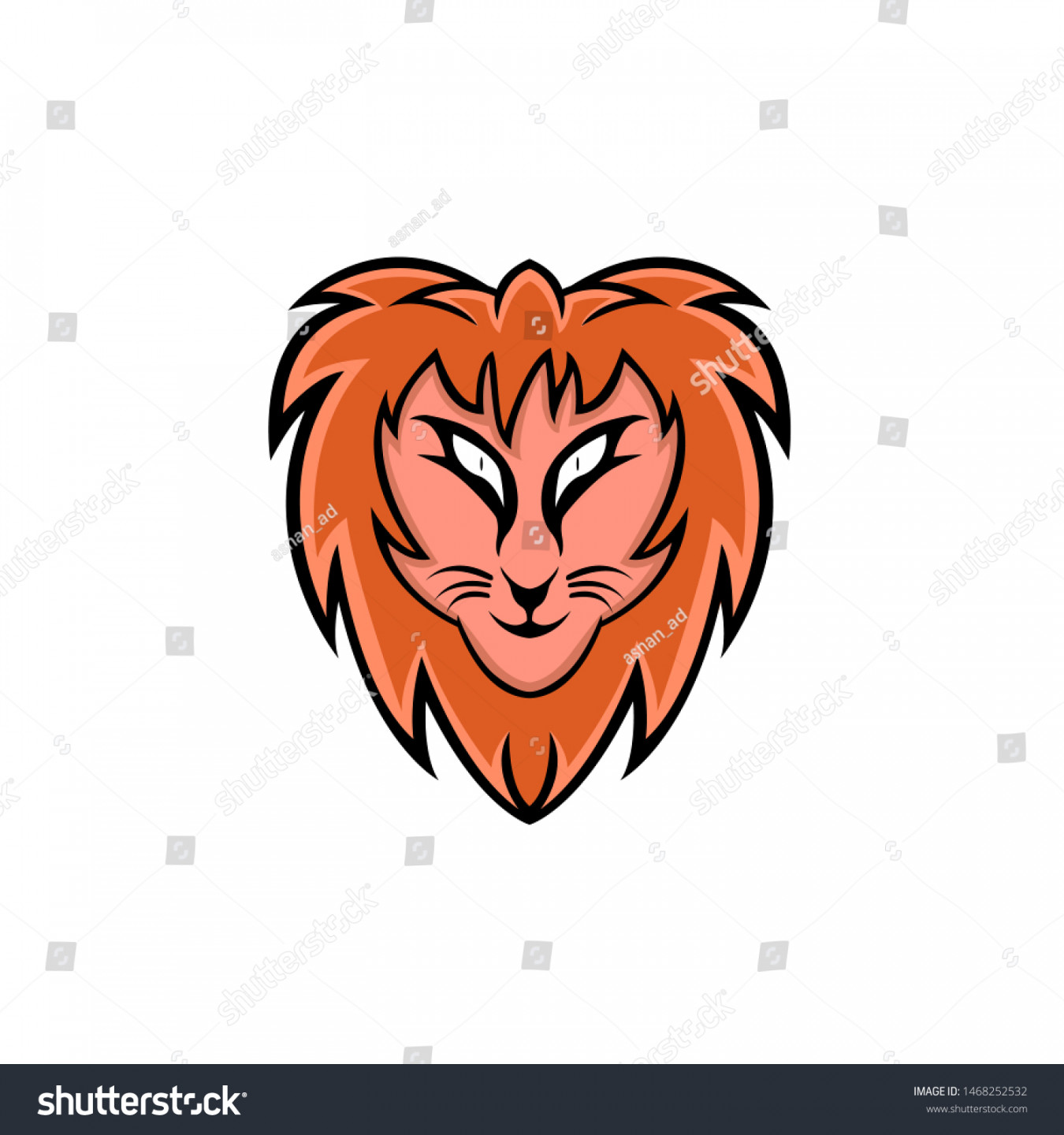 Ugly Lion Head Vector Logo Lion Stock Vector (Royalty Free