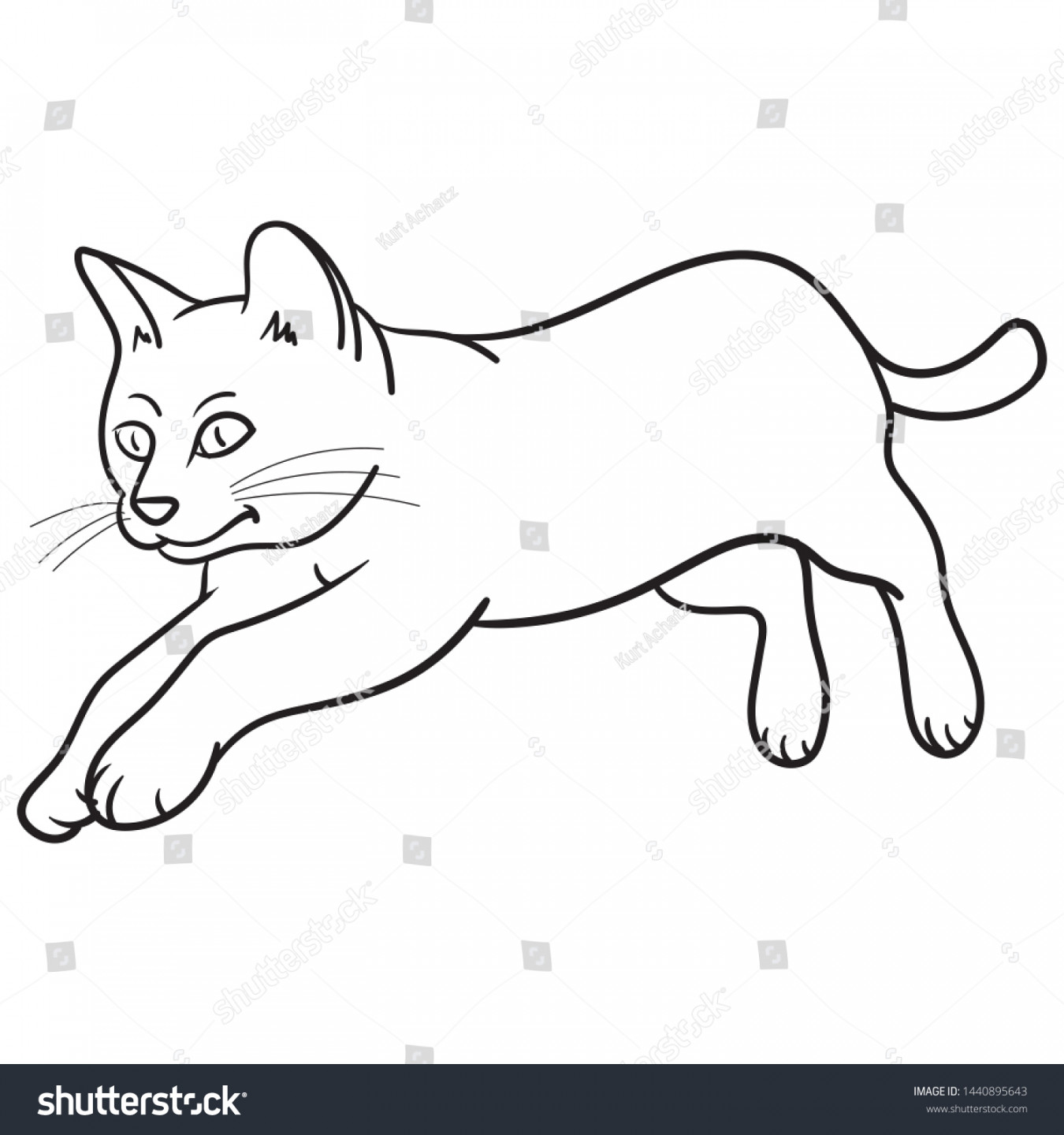 Vector Drawing Cute Cat Who Jumping Stock Vector (Royalty Free