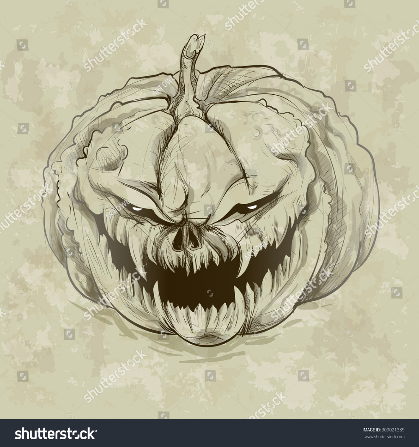 Vector Illustration Evil Pumpkin On Grunge: Stock-Vektorgrafik