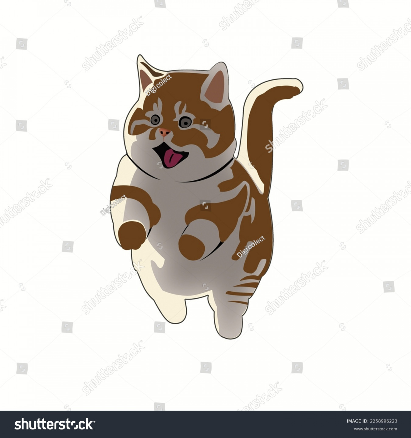 Vector Image White Brown Cat Jumping Stok Vektör (Telifsiz