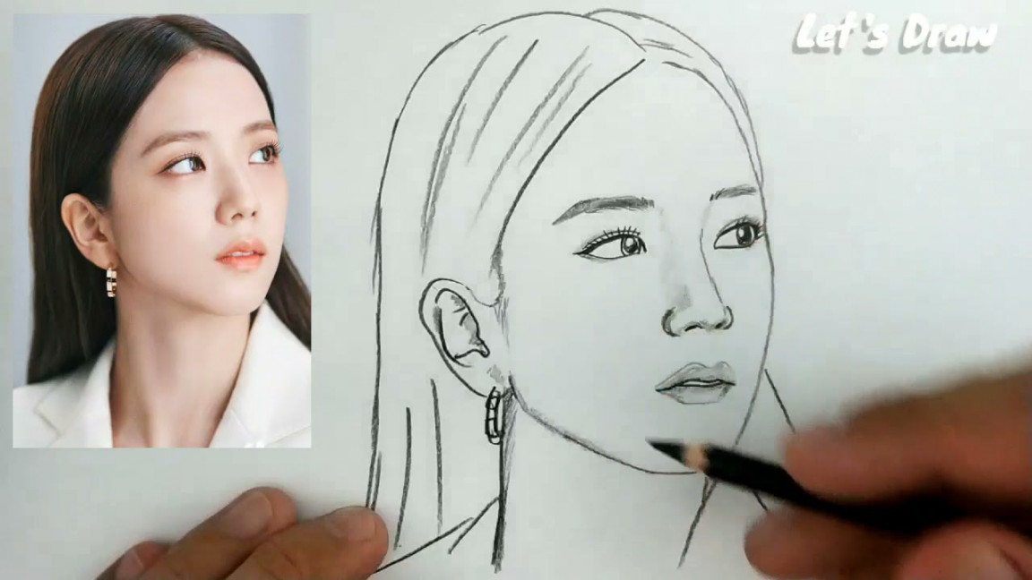 VERY EASY ,real time drawing kim ji soo blackpink kpop girlband from south  korea