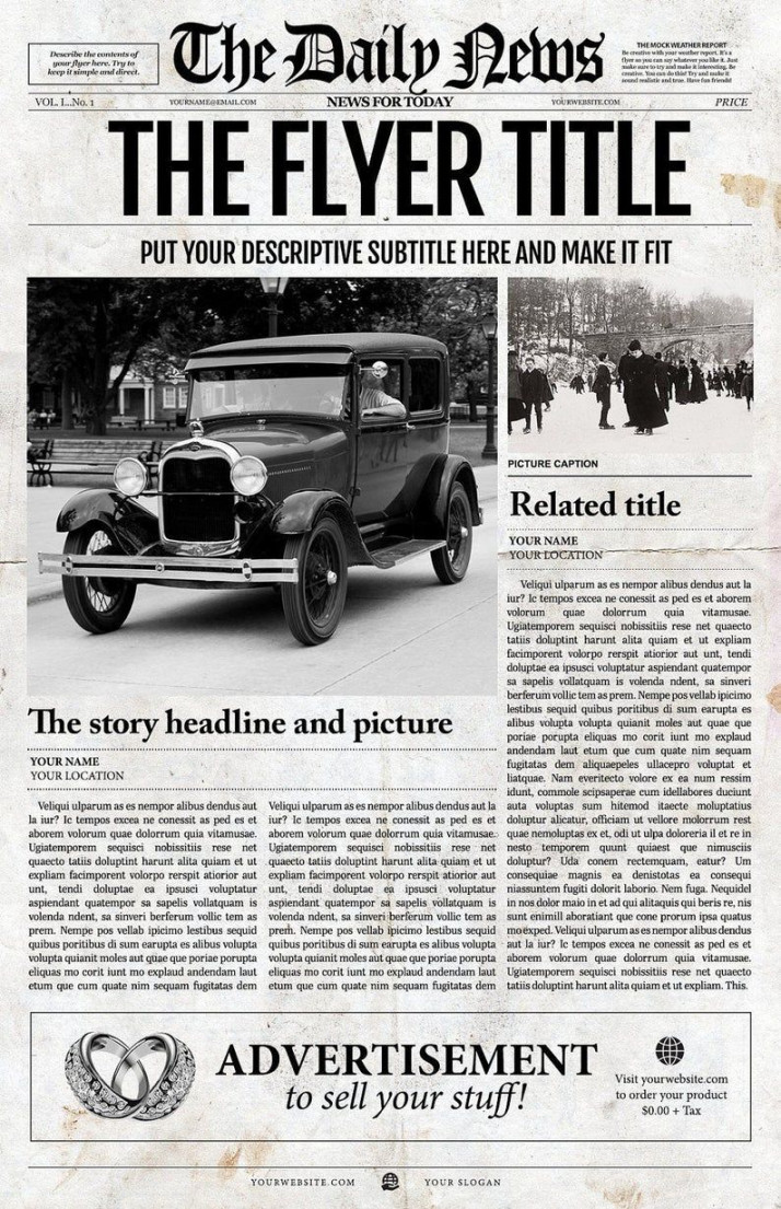 Vintage Newspaper Template for Adobe Photoshop  Page - Etsy New