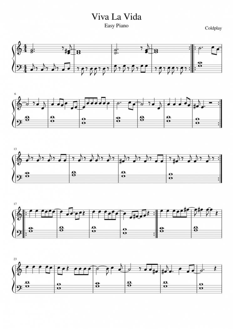 Viva La Vida - Piano (Super Easy) Sheet music for Piano (Solo