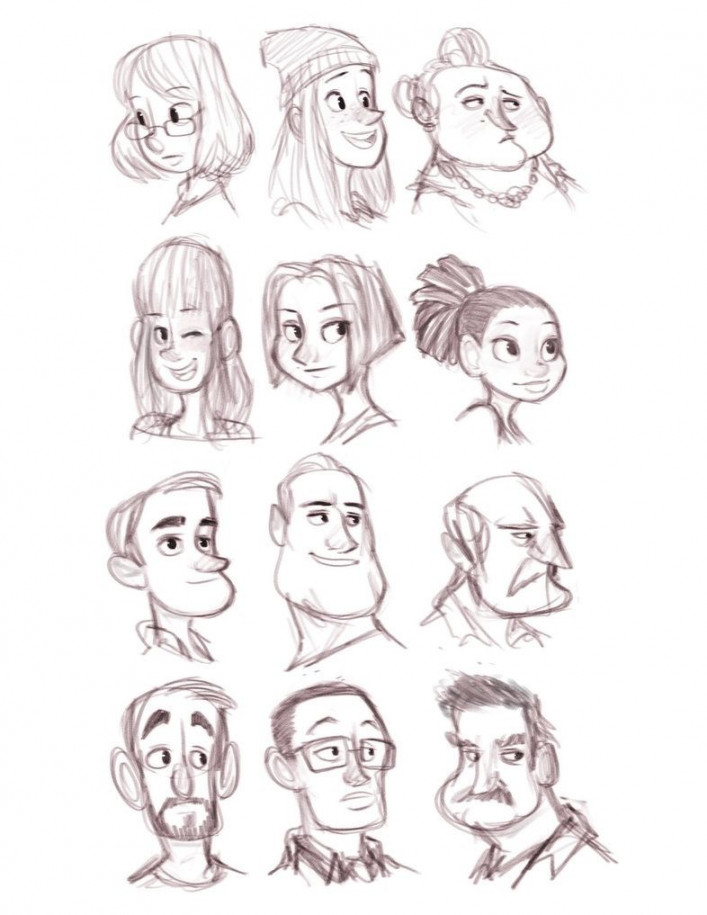 Warm Up --  Character sketches, Cartoon drawings, Character
