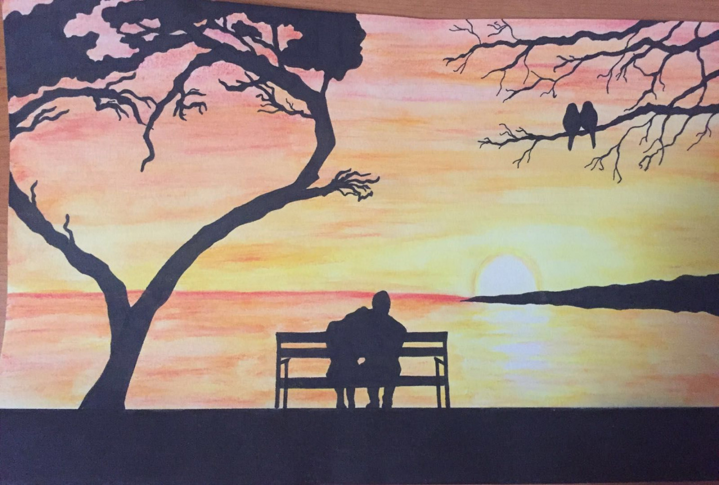 Watercolour Couple Sunset  Sunset painting, Painting, Couple drawings