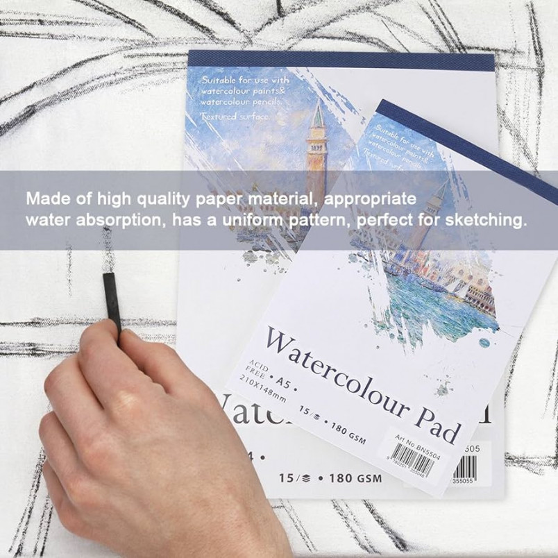 Watercolour Notepad, A/A Artist Sketch Book 1 Sheets Watercolour Notepad  for Painting Drawing Watercolour Notepad for Wet and Mixed Media [A]