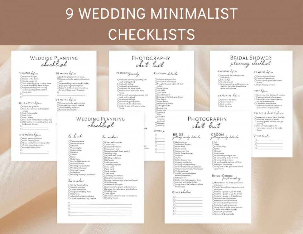 Wedding Checklist Minimalist Wedding Planning Checklist - Etsy