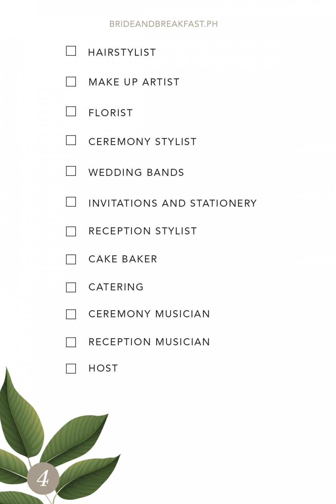 Wedding Suppliers Checklist  Philippines Wedding Blog  Wedding