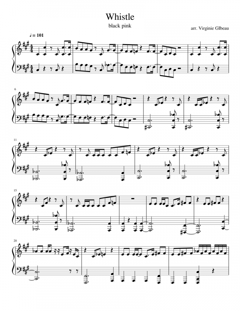 Whistle - black pink Sheet music for Piano (Solo)  Musescore