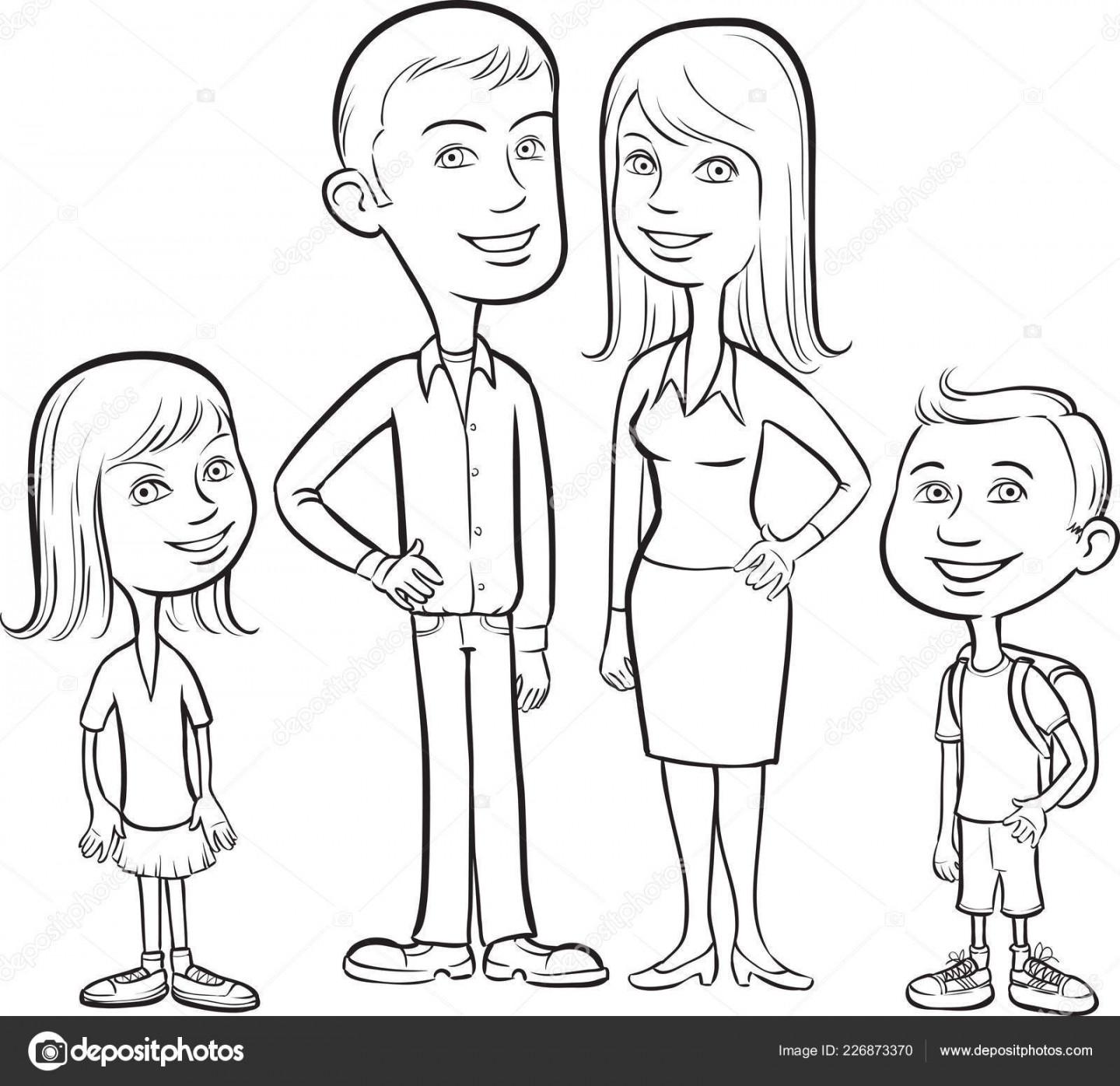 Whiteboard Drawing Cartoon Family Stock Vector by ©OneLineStock