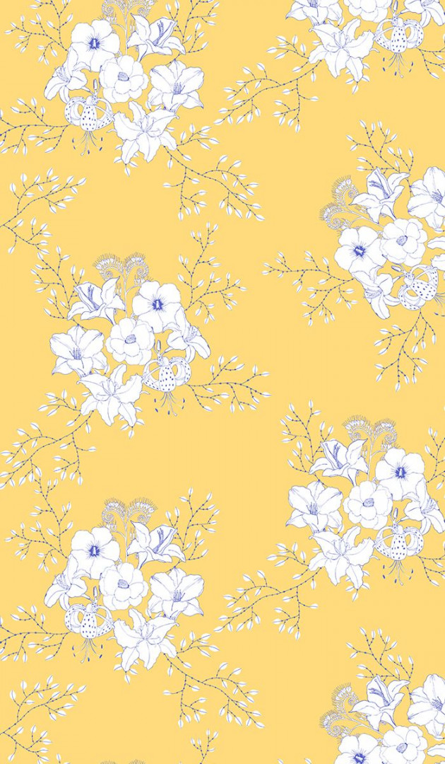 Yellow flower pattern with bouquets of lilies