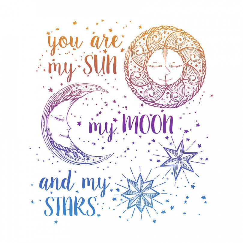 You Are My Sun Moon And Stars Painting by Little Bunny Sunshine