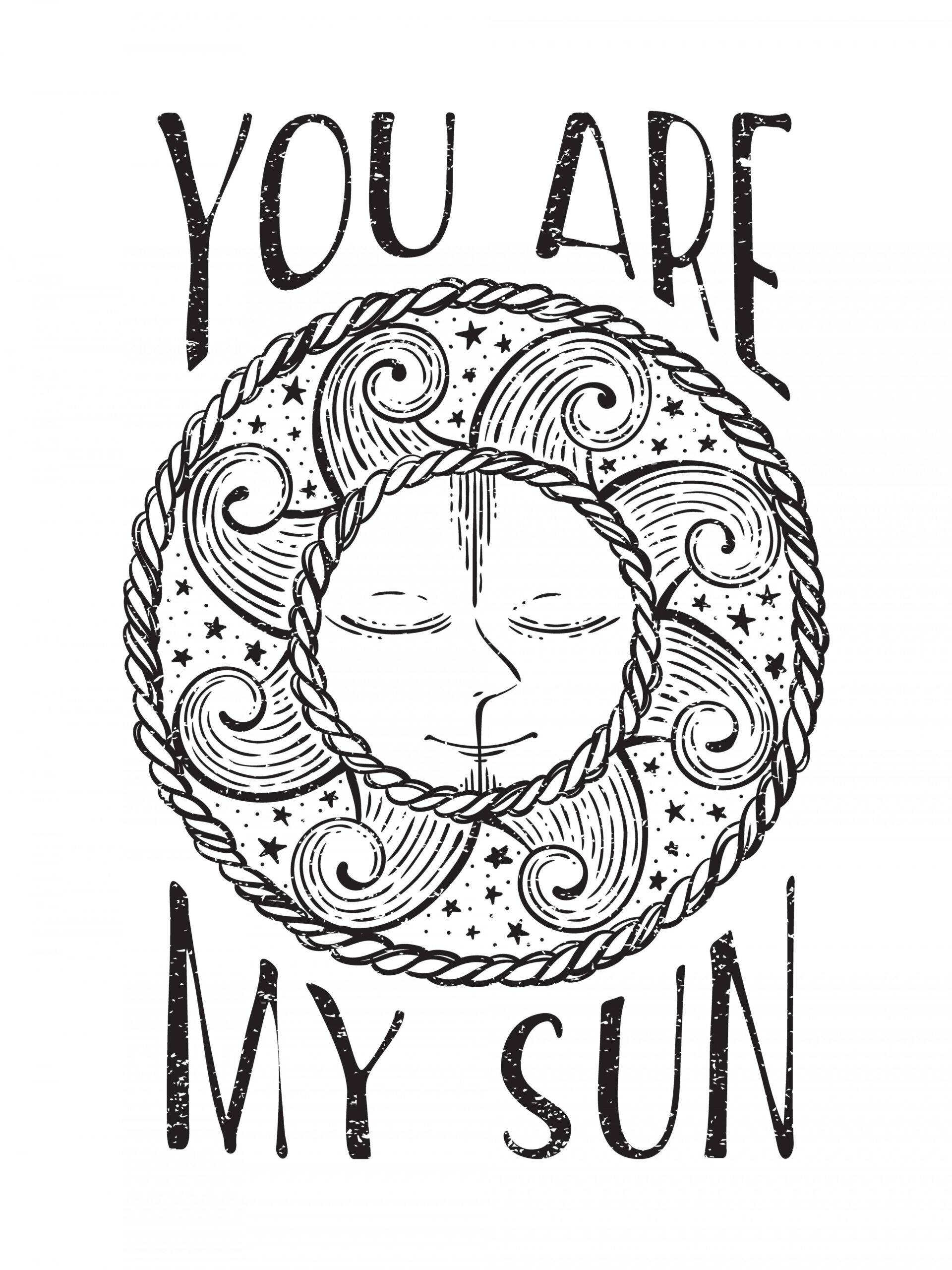 You are my sun vintage print  Vector Art at Vecteezy