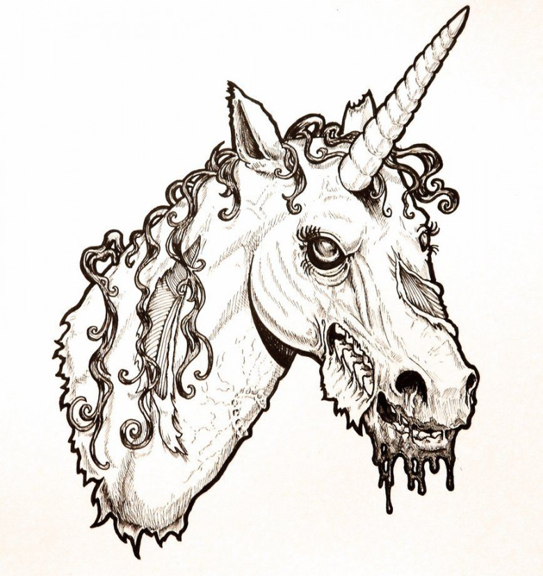 Zombie Unicorn Head by harperugby on DeviantArt  Unicorn drawing