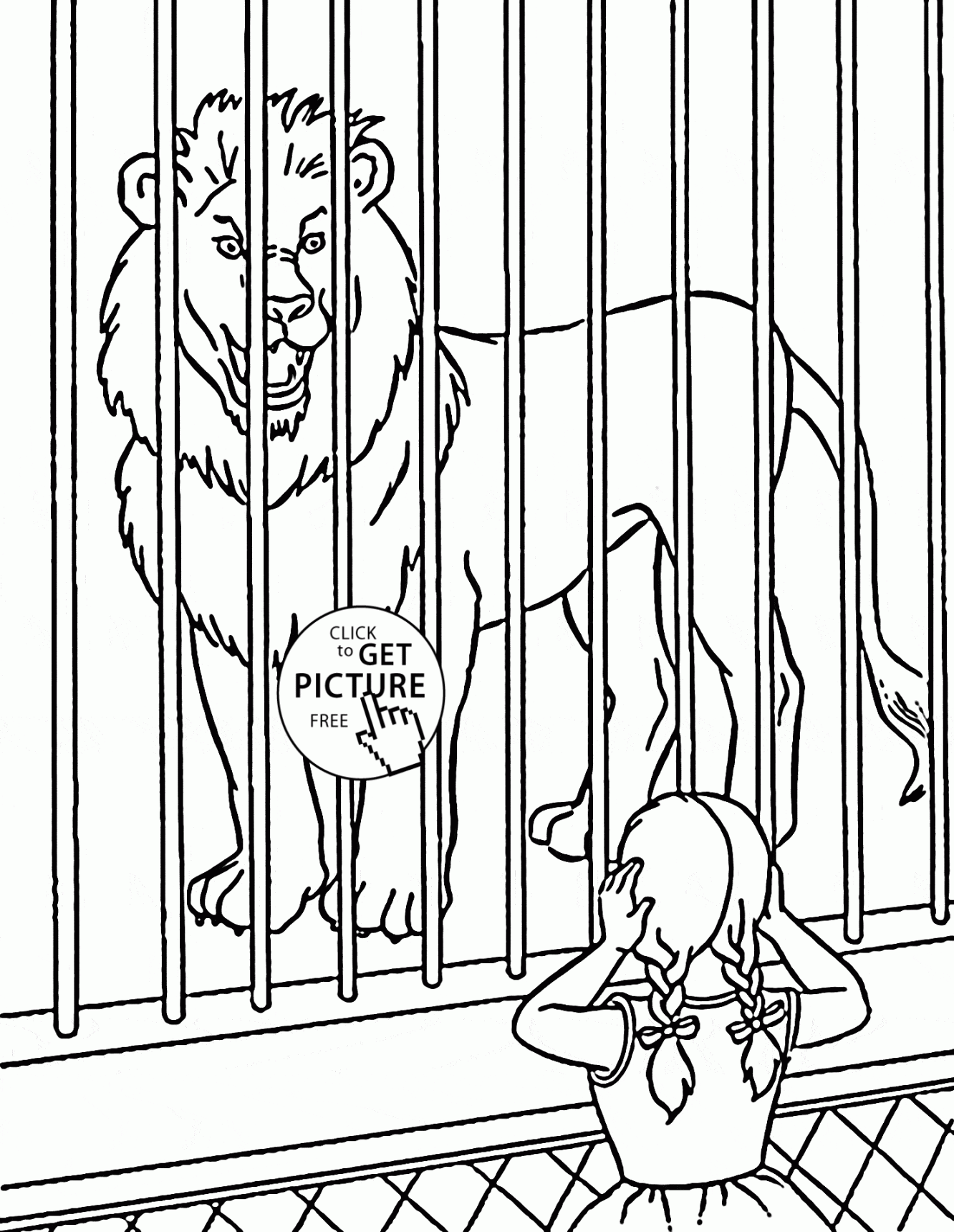 Zoo Lion coloring page for kids, animal coloring pages printables