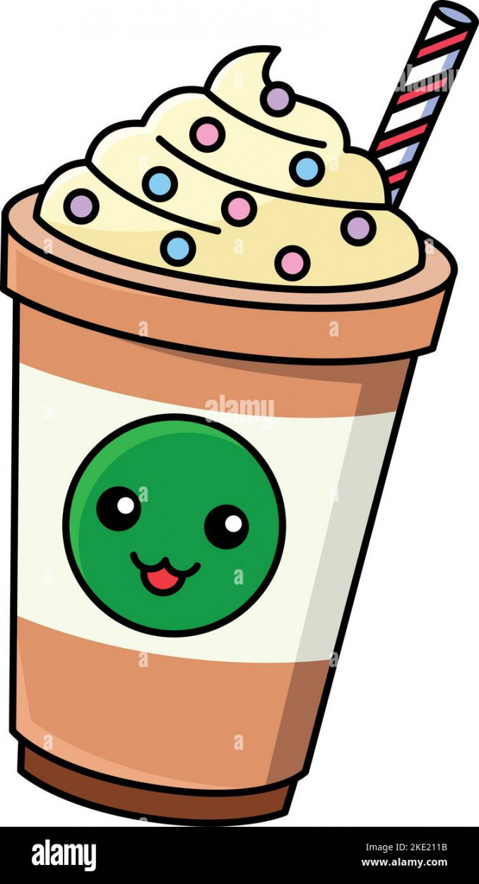 A D rendering of a kawaii fast food cute ice cream Stock Vector