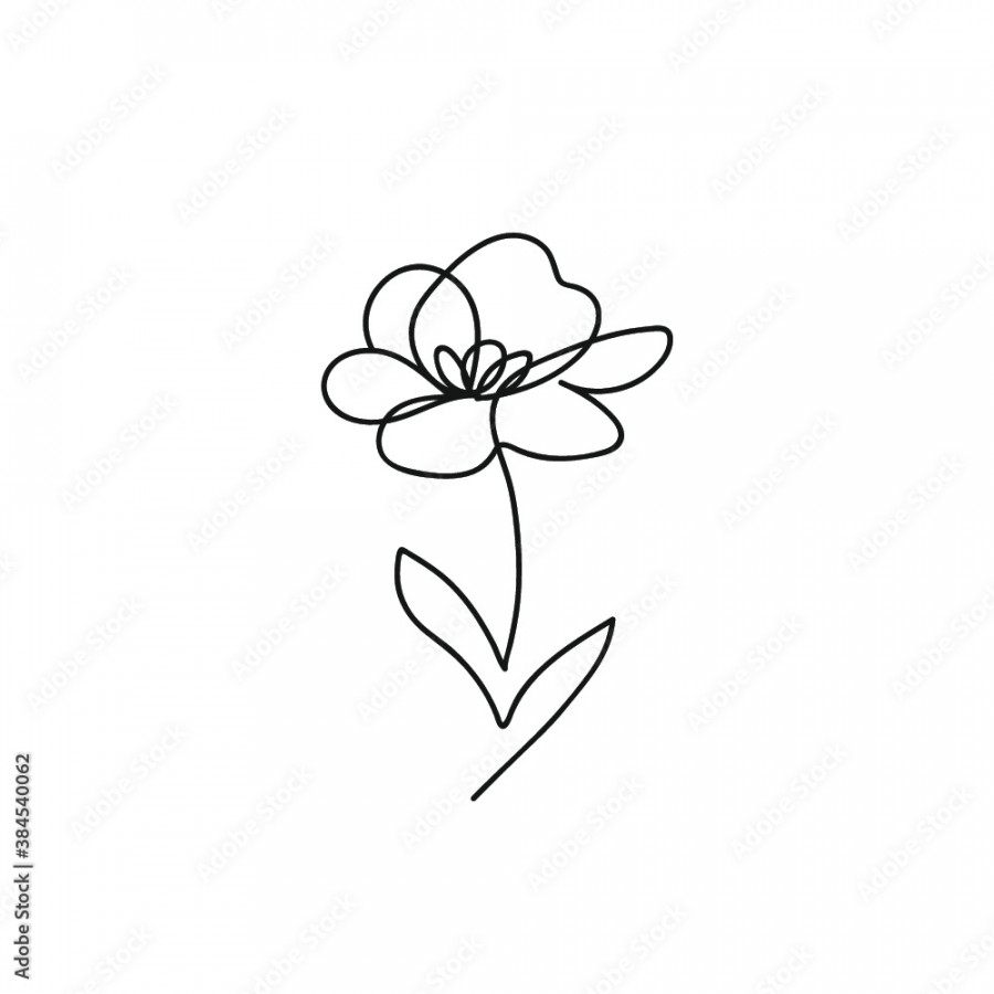 Abstract flower in one line art drawing style
