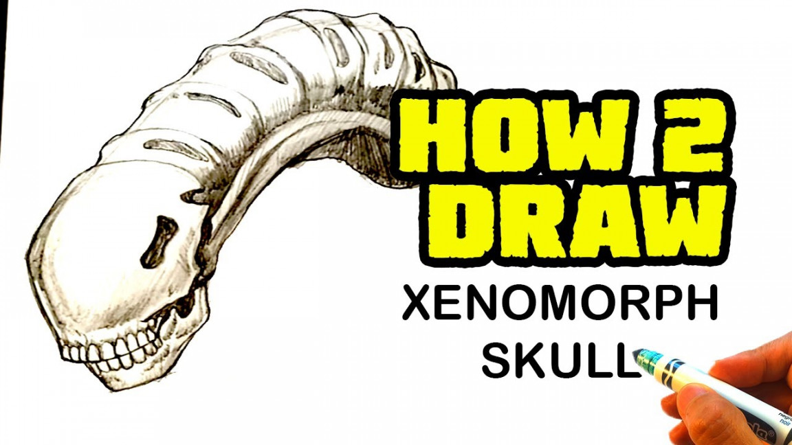 AMAZING How to Draw ALIEN Xenomorph Skull