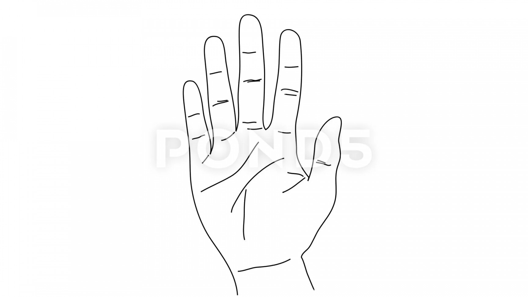 Animated drawing of hand shape open palm