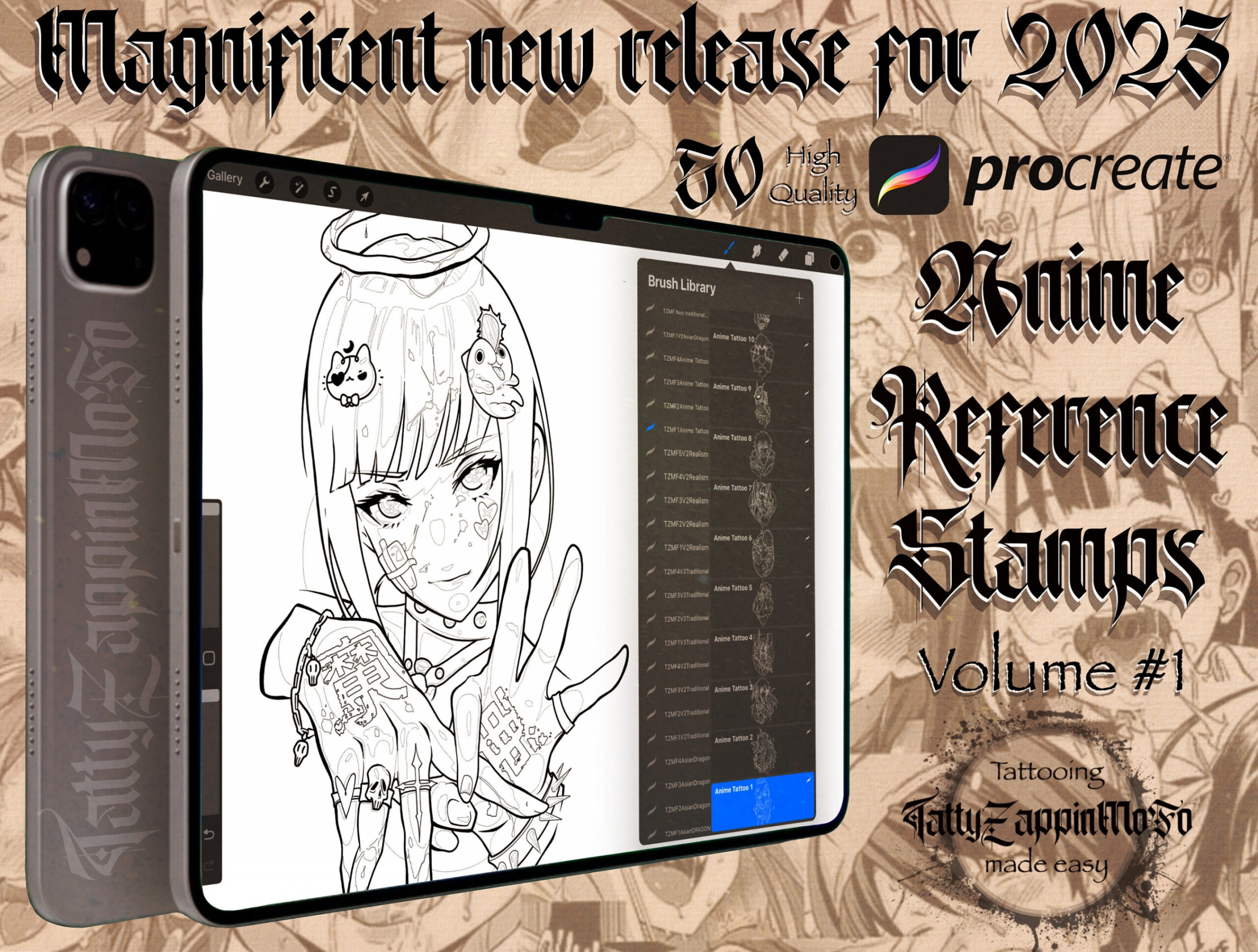 Anime reference stamps for Procreate.