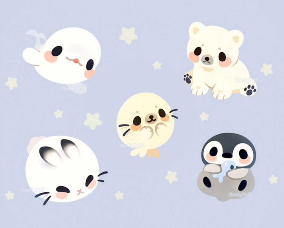 Arctic Babies  Cute animal illustration, Cute kawaii drawings