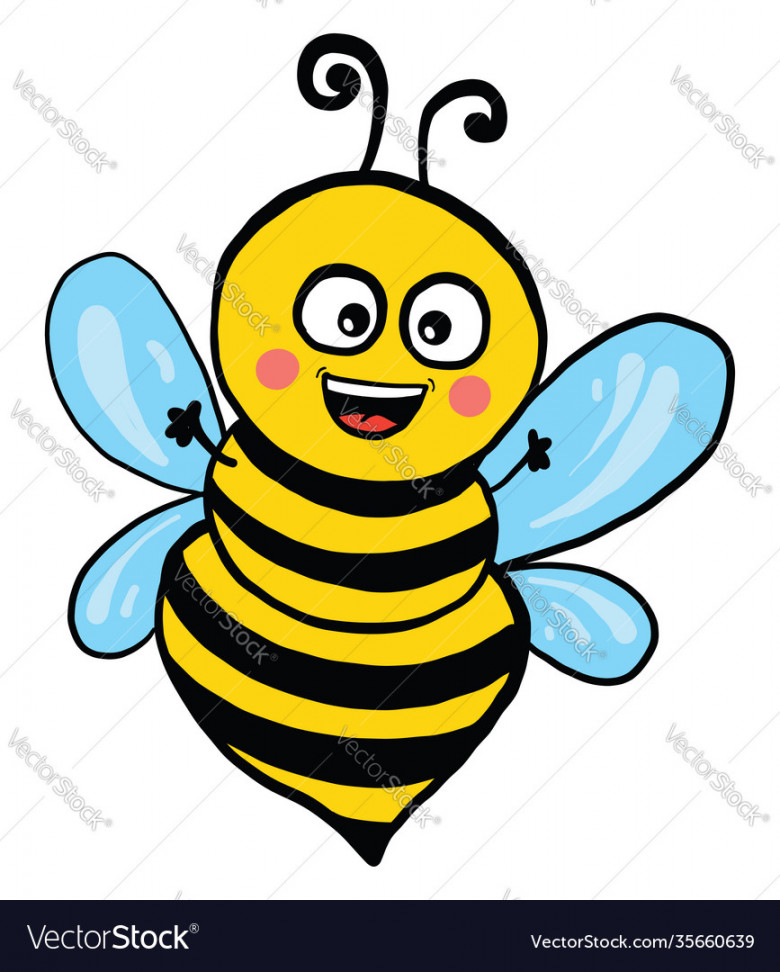 Big happy bee on white background Royalty Free Vector Image