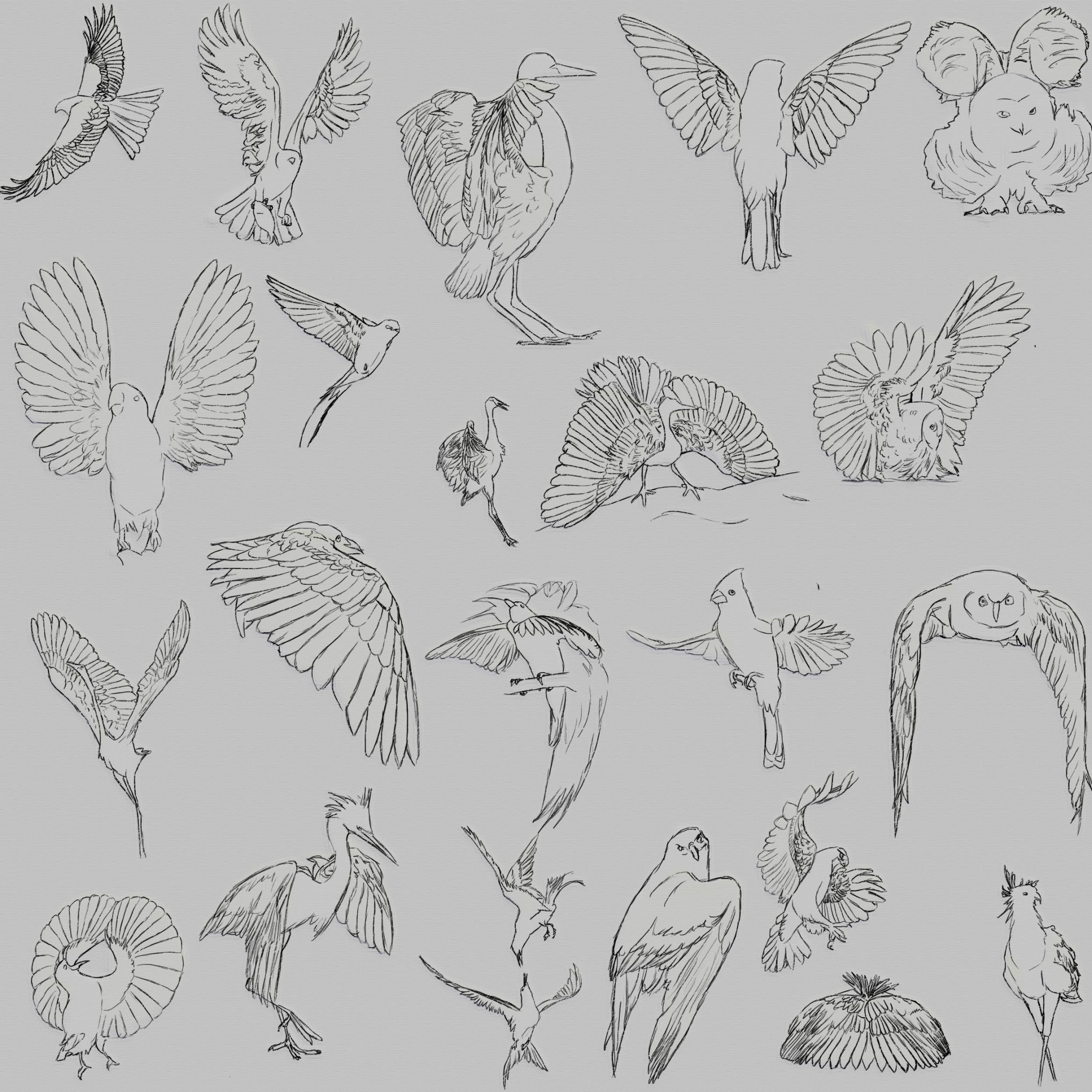 Bird Poses (Wing ref) by Hannahdoodle on DeviantArt