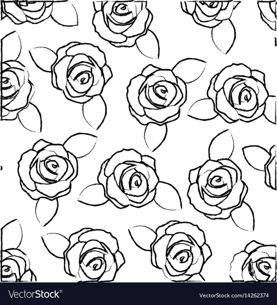 Blurred silhouette of pattern with roses Vector Image