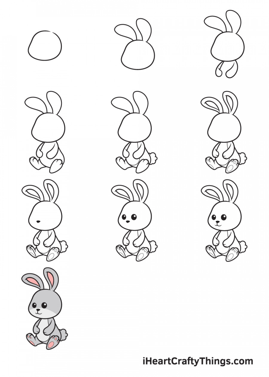 Bunny Drawing - How To Draw A Bunny Step By Step