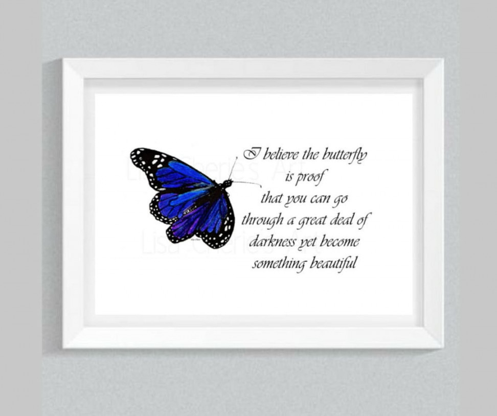 Butterfly Print With Quote, Healing Art, Inspirational