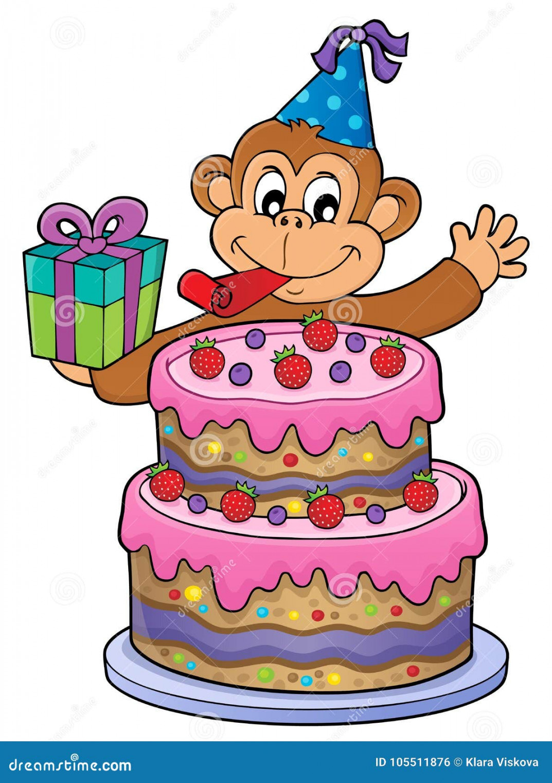 Cake and Party Monkey Theme  Stock Vector - Illustration of cute