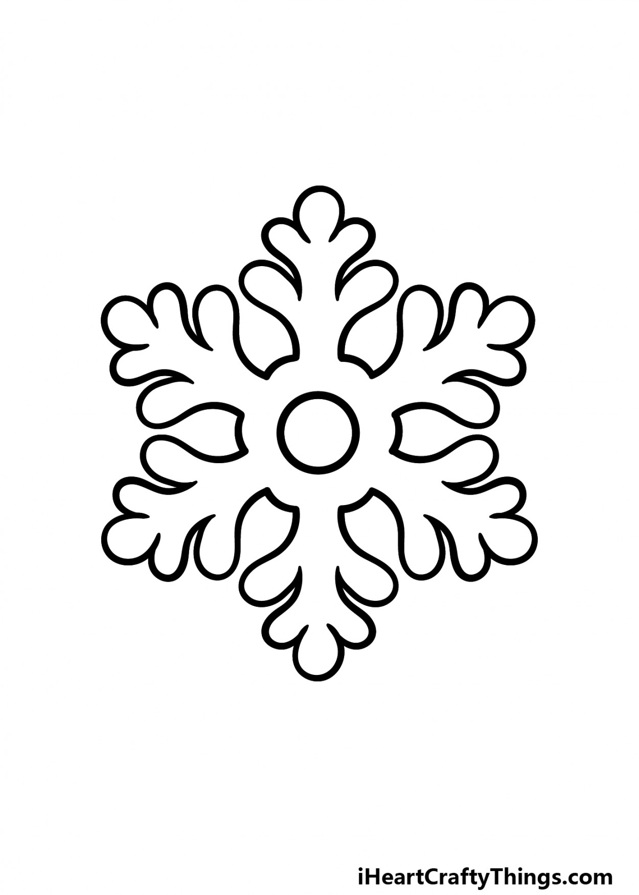 Cartoon Snowflake Drawing - How To Draw A Cartoon Snowflake Step